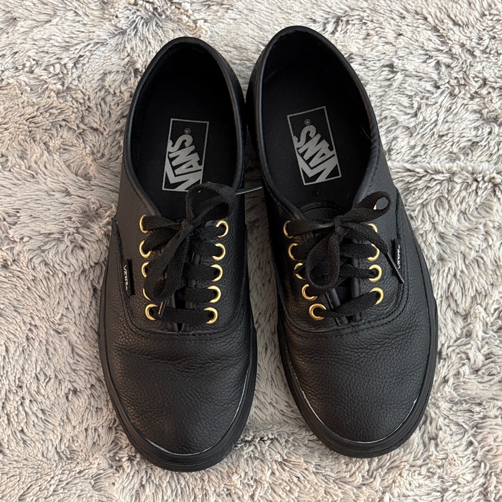Vans Classic Black Shoes with Gold Accents